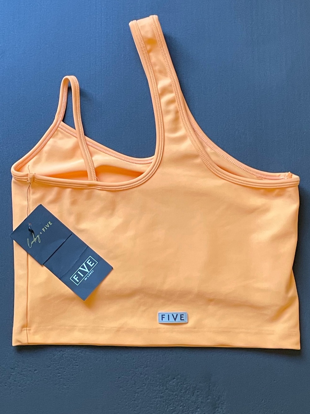 NWT Five Dancewear Asymmetrical One-Shoulder Sports Bra Crop Top Orange S